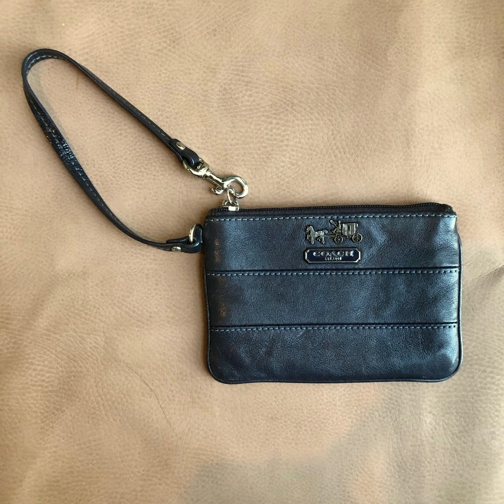 Coach Black Leather Wristlet